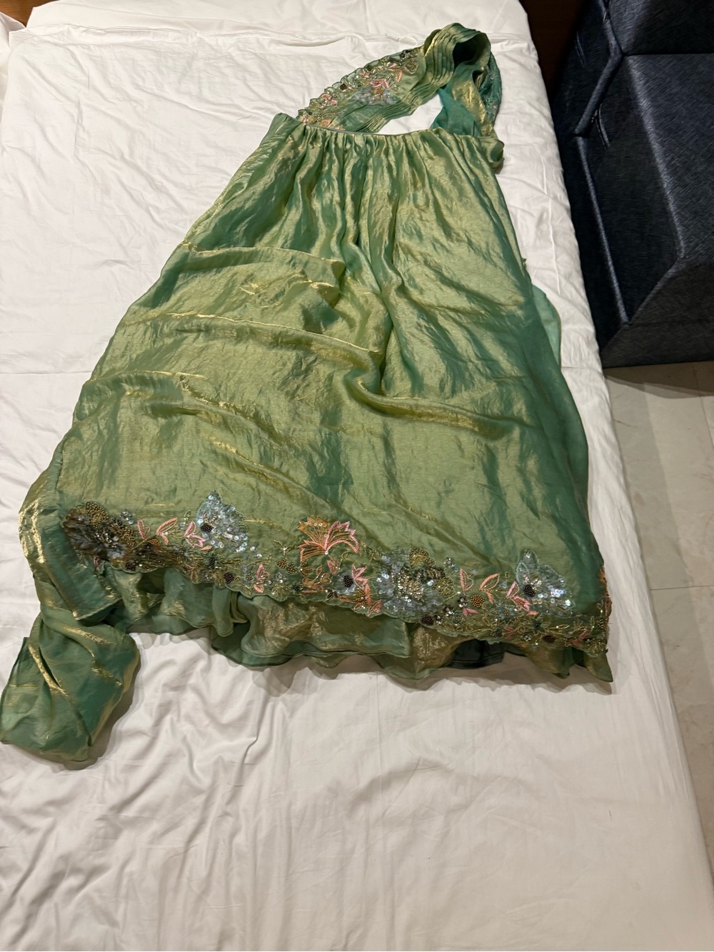 Elegant Green Embroidered Women’s Lehenga with Matching Blouse - Picture 6 of 6